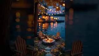 Autumn Lakeside Ambience &mdash; Fire Pit & Gentle Water #fall #asmr #cozyvibes