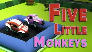 Five Little Cars Jumping on the Road | Five little Monkey Song @DoodleverseYT Nursery Rhymes Songs