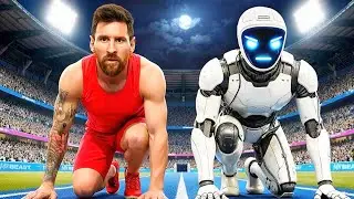World's Best Rece,Footballer Messi Vs Robot!Olympic Running Competition 🏃&zwj;♂️Ai best video 