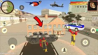 Stone Giant Rope Hero (Red Stone Man Stuck in US Army Tanks) Police Jeep Throw - Android Gameplay HD