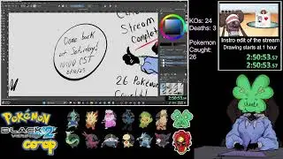 LATE NIGHT DRAWING POKEMON | Pokemon BLACK AND WHITE 2 BLIND | CO-OP | PART 4