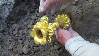 Using metal detectors to search for precious treasures in the wild