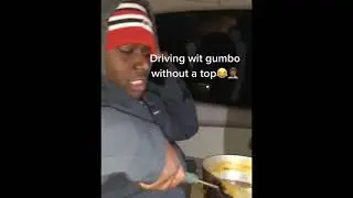Guy has a pot of gumbo in the car without a lid...