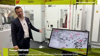 Robot industriel déplaçable sur AGV pour alimenter des stations d'usinage, lavage SW S cell