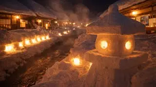 雪の宿場町、提灯の灯る夜。| 4K Japan POV ASMR