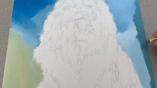 ASMR Oil Painting | Roaring Lion on a Cliff &ndash; Sky Details Added | Relaxing Art Sounds