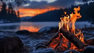 Deep Winter Stillness 🌨️🔥 Campfire by the River for Total Relaxation (4K ASMR)