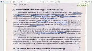 what is information technology?  Modern Scenerio - ICS/FSC Part 1 ICS Computer part 1- Ch 1