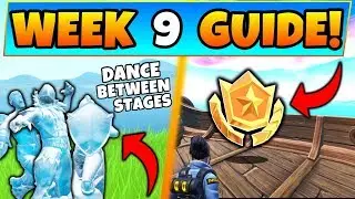 Fortnite WEEK 9 CHALLENGES! - Ice Sculptures, Battle Star, Dinosaurs (Battle Royale Season 8 Guide)