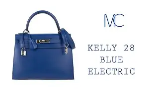 Hermes Kelly Sellier 28 Bag Blue Electric Tadelakt Leather Palladium Hardware &bull; MIGHTYCHIC &bull;