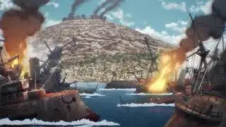 Attack on Titan The Final Season Episode 1 Beast Titan vs Battleships scene