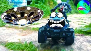 Venom in UFO Cars and Dinosaurs eggs videos engineering toys cars for kids to drive |car dino