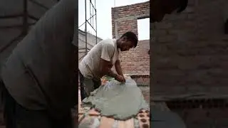 Skilled workers level wet cement using simple carpentry tools #shorts