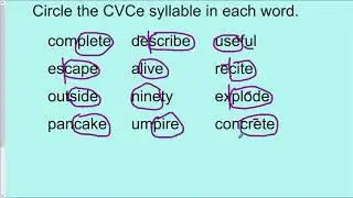 CVCe syllables