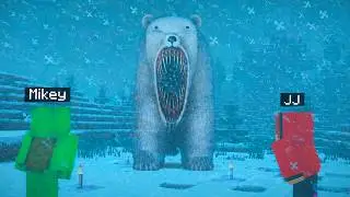 😱 JJ and Mikey Were HUNTING… Then a GIANT POLAR BEAR Appeared! 🐻‍❄️