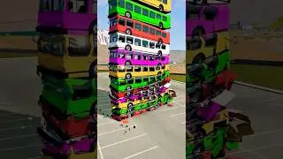 Mixed Rainbow Cars & Buses Fall Crash 😱 | Extreme Drop | BeamNG.Drive#beamngdrive