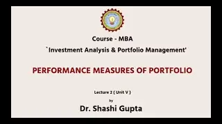 Investment Analysis & Portfolio Management |Performance Measures of Portfolio|AKTU Digital Education