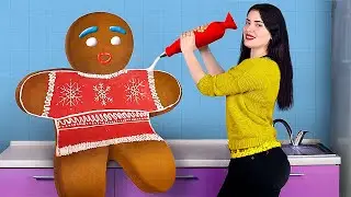 巨大 vs ミニチュアなクリスマスのキャンディケインとジンジャーブレッドマン！