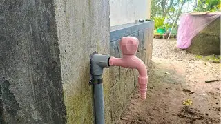 How to make a new PVC tap pipe connection outside the water supply | Plumbing tap fixing