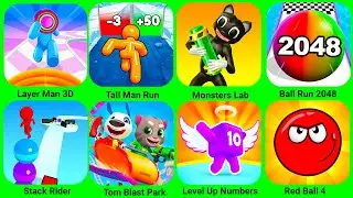Layer Man Run, Tall Man Run, Monster Lab, Ball Run 2048, Stack Rider, Red Ball 4, Subway Surfers...