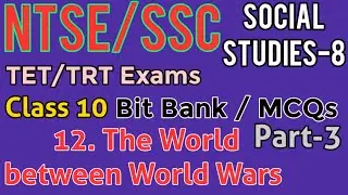 NTSE/SSC Exams |SAT- 8| Class-10 Social Studies|Bit Bank (MCQs)|12.The world between world Wars -3
