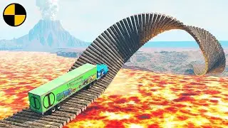 Cars vs Impossible Loop Bridge but The Floor is Lava 😱 BeamNG Drive
