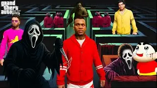 GTA5 | Maze of Death | Shinchan, Franklin, Trevor vs Killers | Squid Game Horror Challenge | PART 2