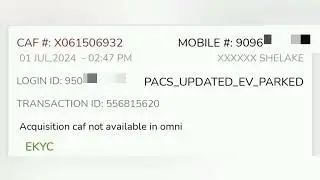Pacs Updated EV Parked Problem Solv/Acquisition Csf Not Available in Omni/Simex Ev Parked Problem/L3