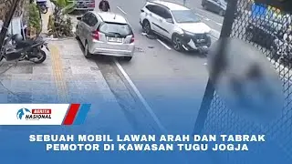 Sebuah Mobil Lawan Arah dan Tabrak Pemotor di Kawasan Tugu Jogja