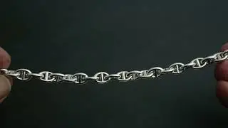 8mm Silver Anchor Chain Bracelet with a Toggle Clasp. Solid 925 Sterling Sliver Links.