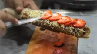 Marquesitas: Mexican native dessert at the streets of Playa Del Carmen, Mexico