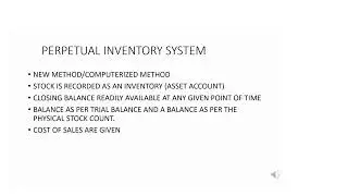 PERPETUAL INVENTORY SYSTEM