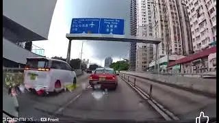 車CAM直擊 - 的士狗臨尾入唔到線停定等Cut雙白 後車收掣不及