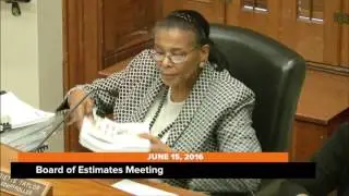 Board of Estimates; June 15, 2016