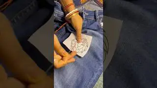 Lion Embroidery on Jeans 👖| #viral #lion #creativecrafts #youtubeshorts #5minutecrafts