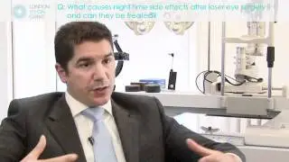 What causes night time side effects after laser eye surgery and can they be treated?