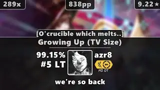 [Live 9.22⭐] azr8 | Machico - Growing Up (TV Size) [O'crucible which melts] +HDDT 99.15% {838pp 2❌}