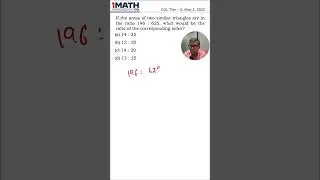 If the areas of two similar triangles are in the ratio 196 : 625, ratio of corresponding sides is?