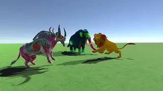 Cow Vs Monster Lion Chase Elephant Cartoon, 3d animation fight funny video