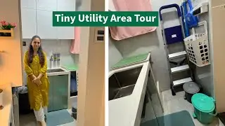 My Tiny Utility Tour తెలుగు లో | Tiny Dry Balcony Tour | Small Space Organizing Ideas