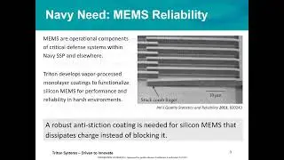 Triton Systems Navy STP Tech Talk on Electrically Conductive SAM Anti-Stiction Coating for MEMS