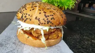 Restaurant Style Zinger Burger Recipe by Savoury and Sweet 