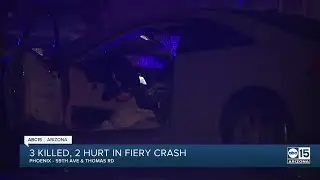 Three dead, two hurt after car catches fire in west Phoenix crash
