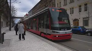 Czech Republic, Prague, tram 14 ride from Ostrčilovo náměstí to Můstek