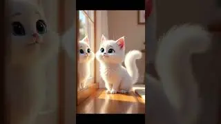 #Snowball the white cat turns cleaning into a sunny adventure!&rdquo;# cat stories # shorts
