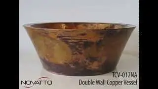 TCV-012NA Natural Finish Double Wall Copper Sink with Flat Bottom