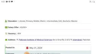 Pims hospital Islamabad new jobs 2024 So last Date 20 june 2024 online apply .