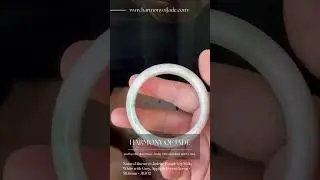 Natural Jadeite Bangle &ndash; Milky White with Apple & Forest Green &ndash; 58.6mm &ndash; JB502 #jewelry #jadeite