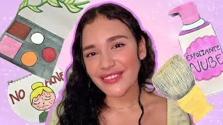 ASMR maquillaje y skincare con dibujos / ASMR makeup with paper cosmetics