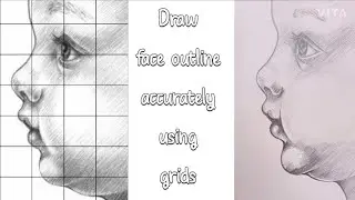 How to draw face accurately | Drawing baby's face using grid method